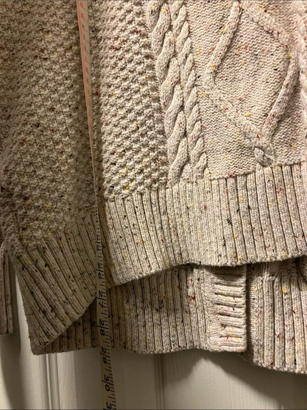 J. Crew Speckled Cream Cable Cardigan with Pockets